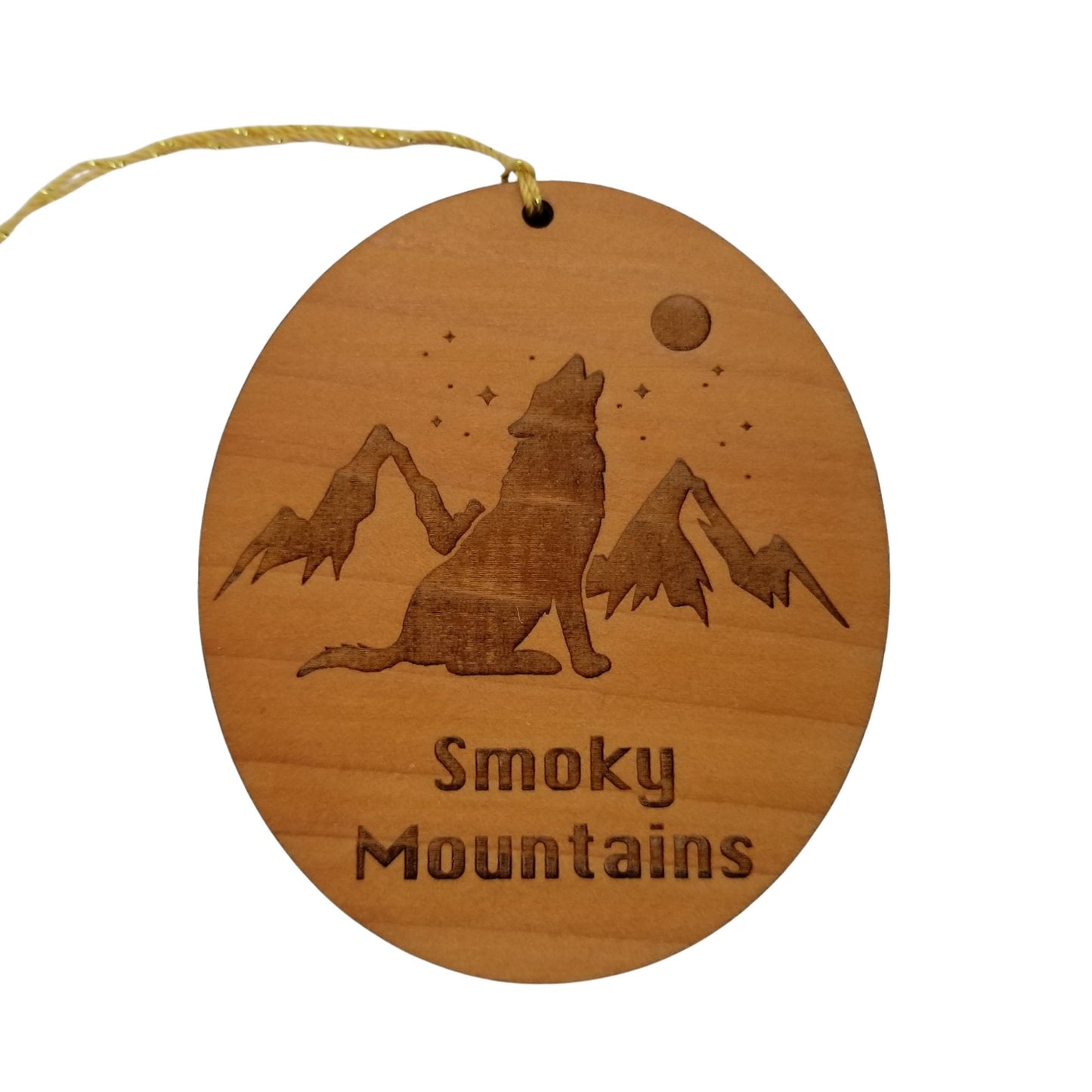 Wholesale Smoky Mountains Ornament - Howling Wolf Moon Stars Mountains  Wood - Tennessee Souvenir National Park