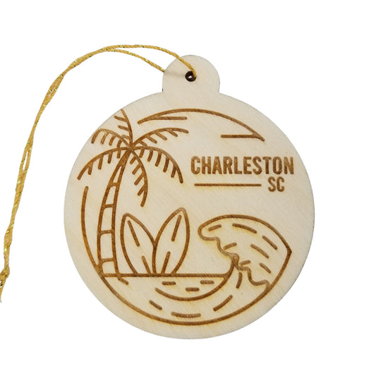 Wholesale Charleston South Carolina Ornament Wood Souvenir Ocean Beach Waves Palm Trees Surfboards