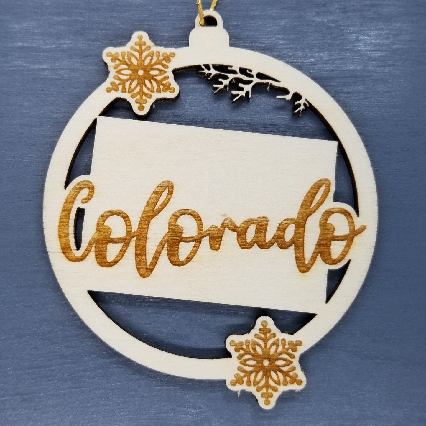 Wholesale Colorado Ornament - State Shape with Snowflakes Cutout CO Souvenir