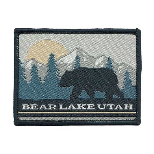 Utah Patch – UT Bear Lake Travel Patch – Souvenir Patch – Embellishment Applique –  3" Iron On Mountain Trees Sun