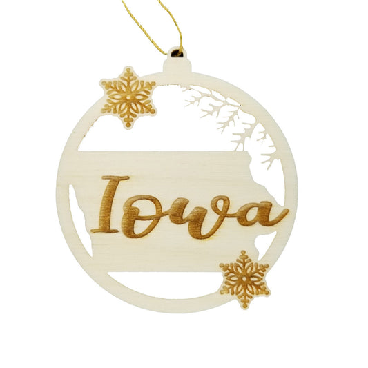 Wholesale Iowa Ornament - State Shape with Snowflakes Cutout IA Souvenir