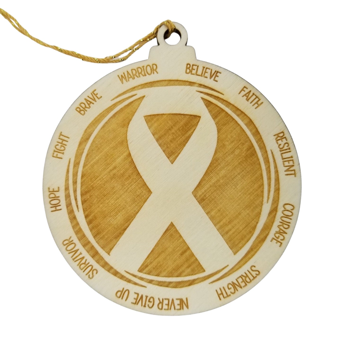 Awareness Ribbon Christmas Ornament - Character Traits - Handmade Wood Ornament -  3.5" Breast Cancer Autism Disease