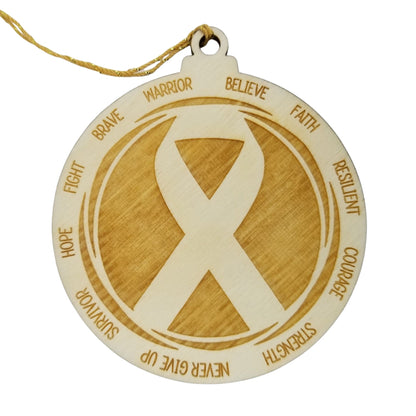 Awareness Ribbon Christmas Ornament - Character Traits - Handmade Wood Ornament -  3.5" Breast Cancer Autism Disease