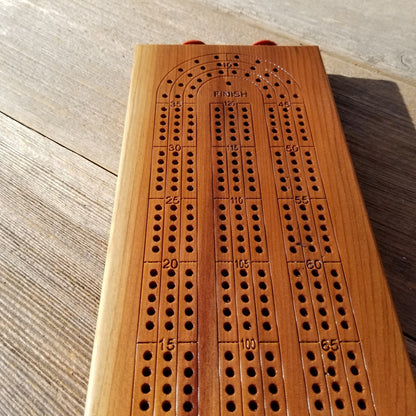 Redwood Wood Cribbage Board Handmade Laser Engraved 3 Player #443 USA Card Game 2 Tone Birthday Gift Christmas Gift California Souvenir