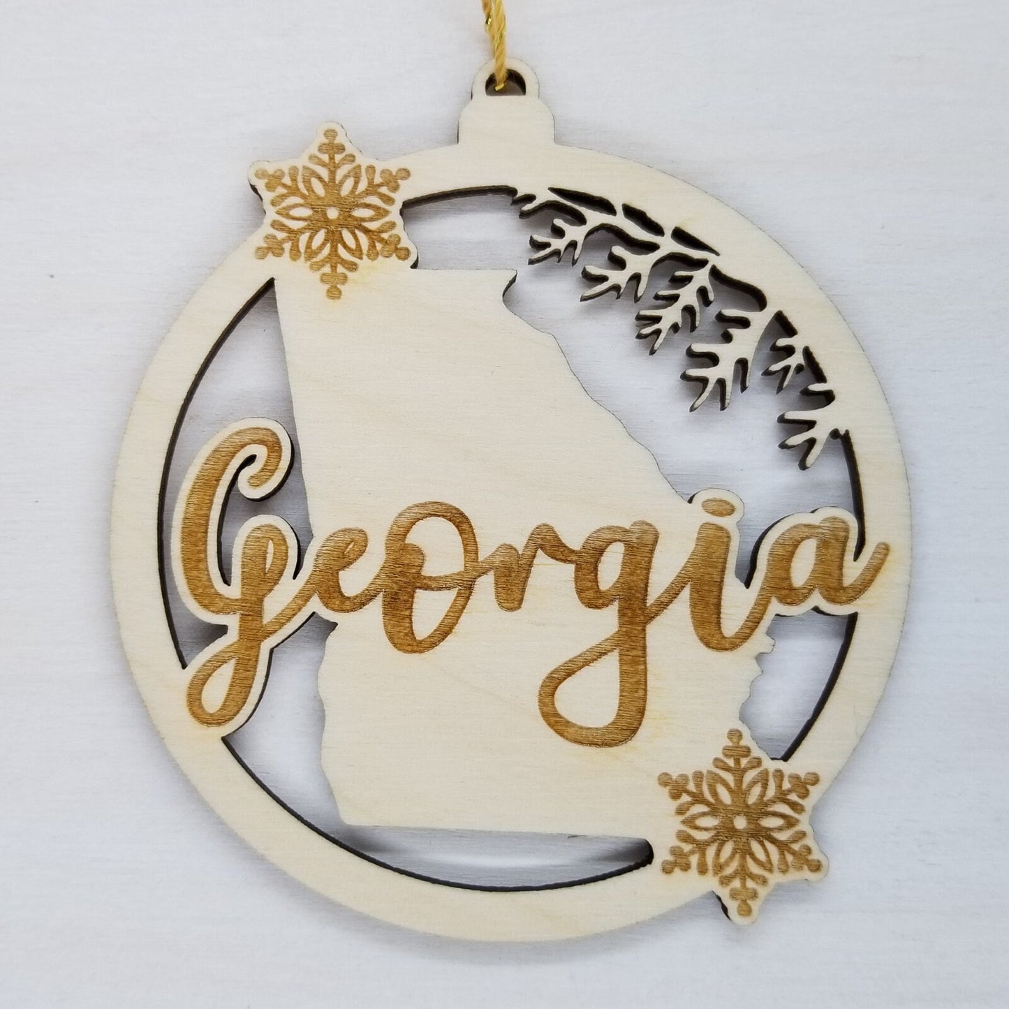 Wholesale Georgia Ornament - State Shape with Snowflakes Cutout GA Souvenir