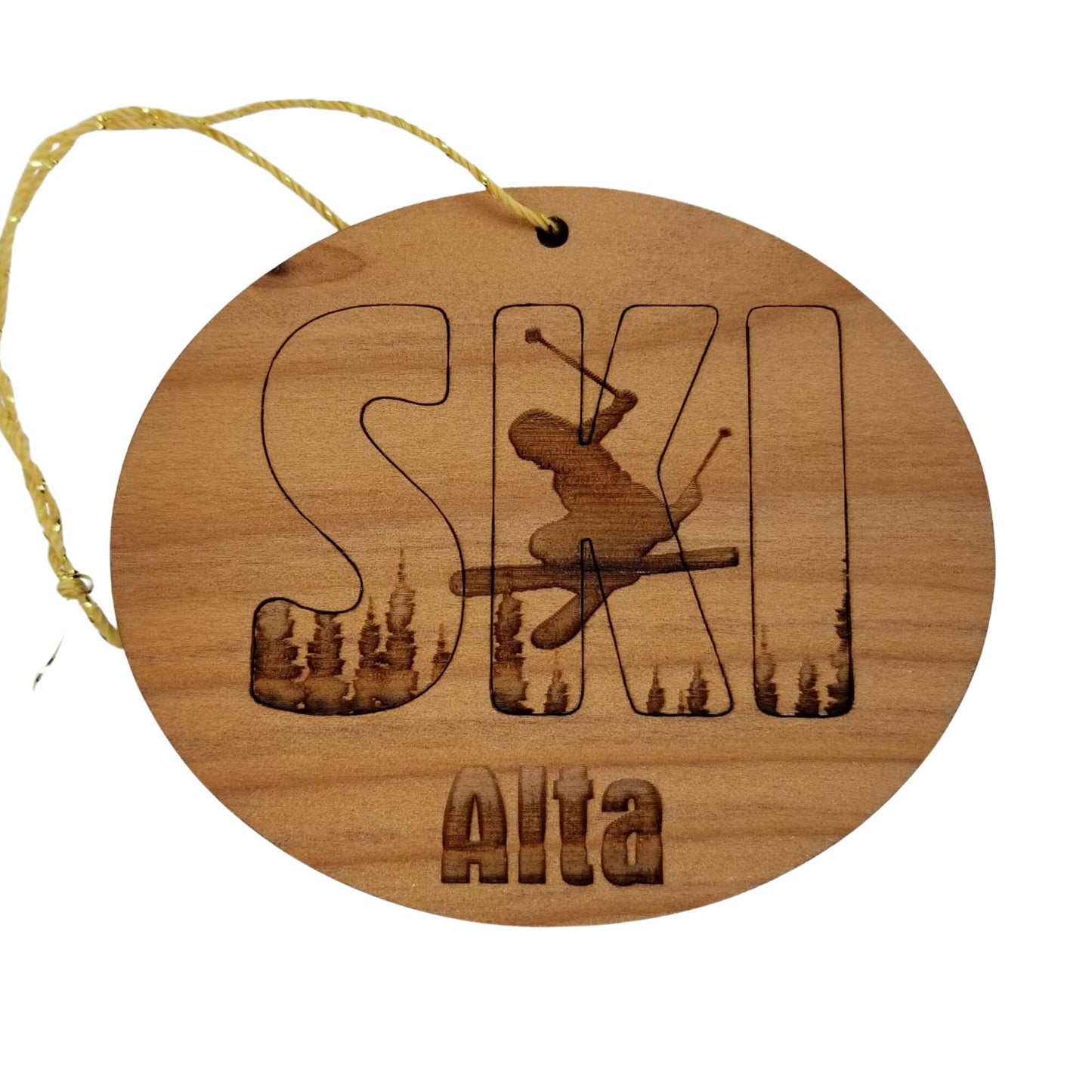 Wholesale Alta Utah Ski Ornament - Handmade Wood UT Souvenir