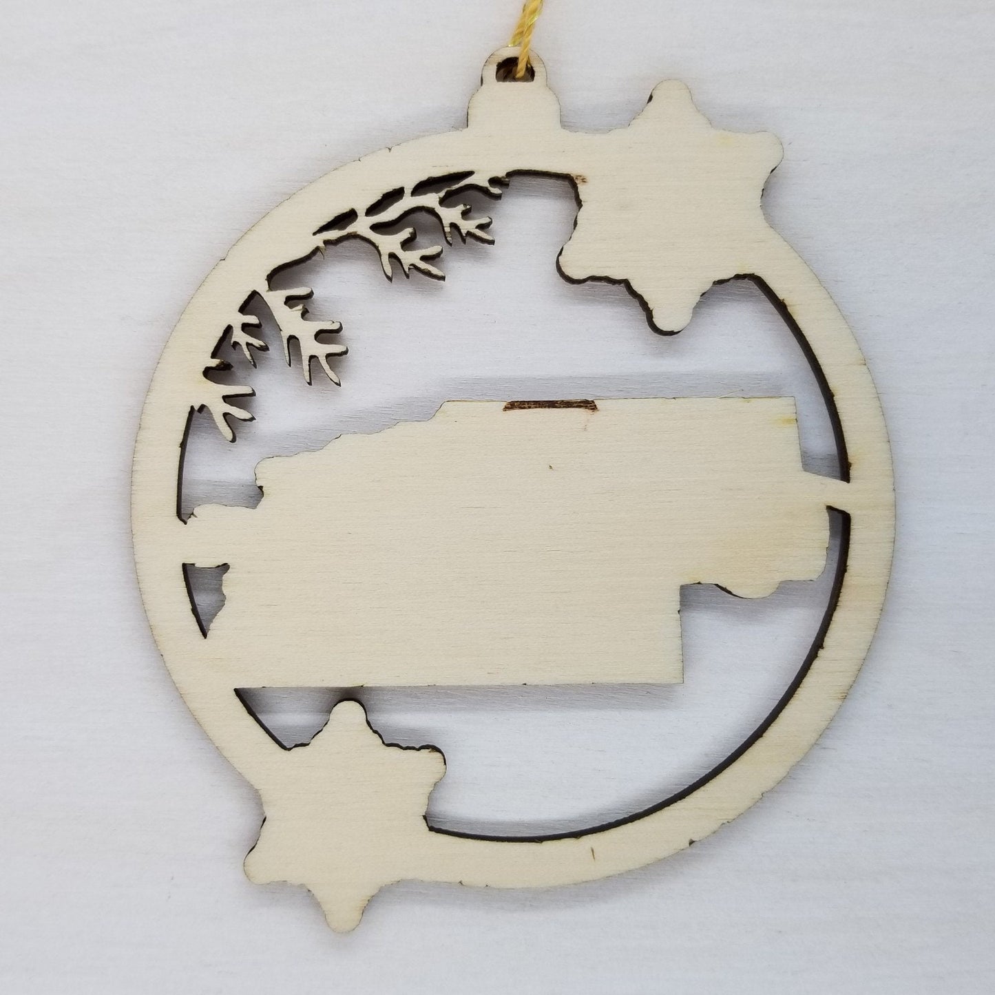 Wholesale Nebraska Wood Ornament -  State Shape with Snowflakes Cutout NE- Wood Souvenir