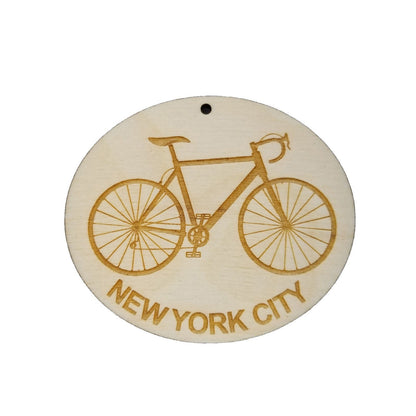 New York Wood Ornament - NYC Mens Bike or Bicycle - Handmade Wood Ornament Made in USA Christmas Decor CSU