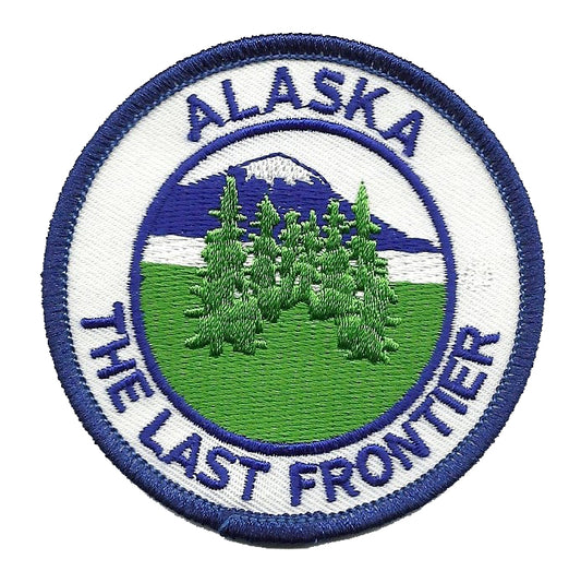 Alaska Patch - The Last Frontier Iron On Souvenir - Forest Trees Badge Emblem