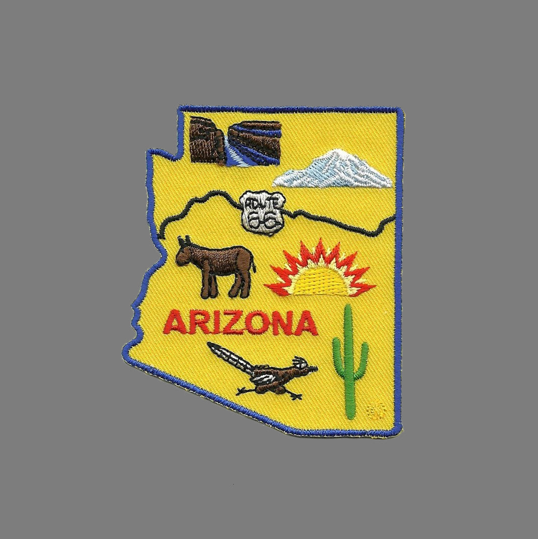 Arizona Patch - Iron on Souvenir Grand Canyon - Cactus Route 66 - Roadrunner Badge Emblem