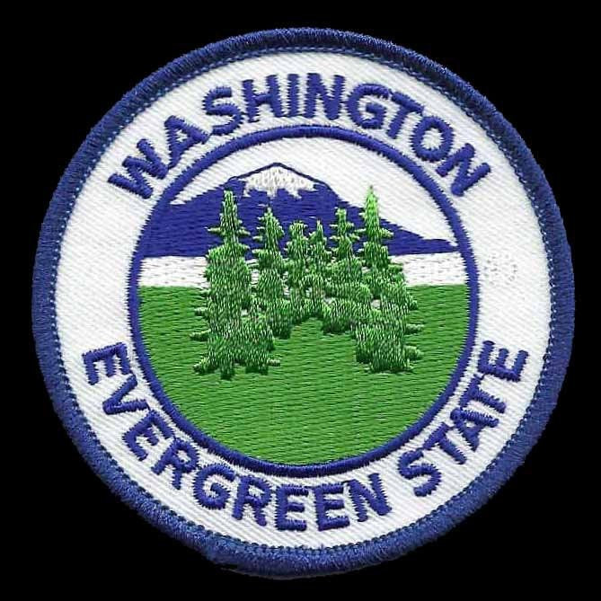 Washington Patch Iron On Evergreen State Trees WA Travel Souvenir Badge Emblem 3"