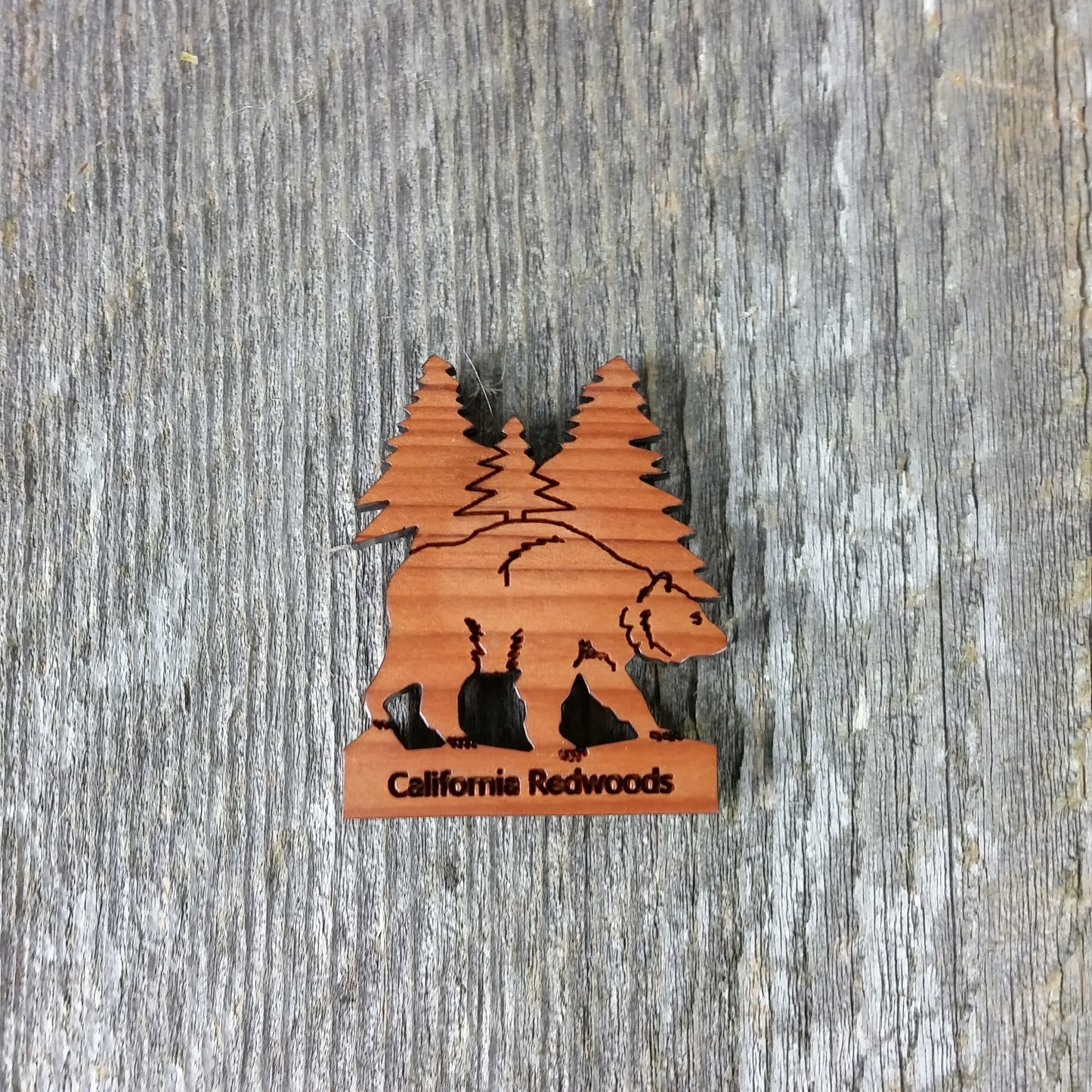 California Redwoods Bear Tree Wood Refrigerator Magnet Souvenir Made in USA - 4002