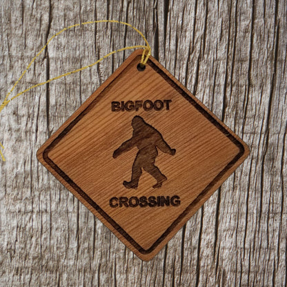 Bigfoot Ornament - Bigfoot Crossing - California Redwood - PNW