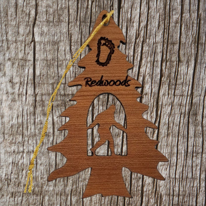 Bigfoot Ornament - Bigfoot in Tree - California Redwood - Redwoods