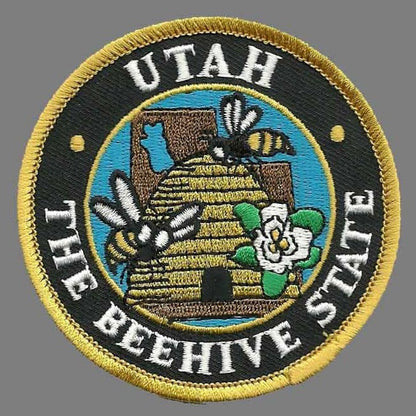 Utah Patch – Utah Beehive State - UT Travel Patch Iron On – 3"