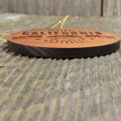 California Republic Bear Christmas Ornament Wood Souvenir Redwood