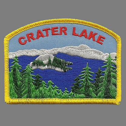 Oregon Patch - Crater Lake - Trees - Souvenir Iron on Badge Emblem