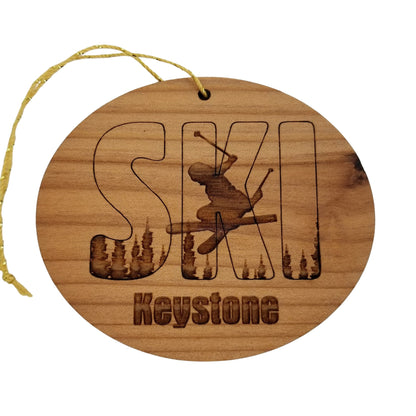 Keystone Colorado Ski Ornament - Handmade Wood Ornament - CO Souvenir - Ski Skiing Skier Trees Christmas Travel Gift