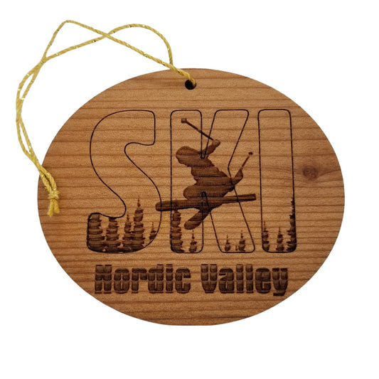 Wholesale Nordic Valley Utah Ski Ornament - Handmade Wood UT Souvenir