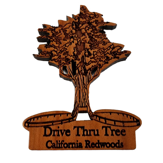 Drive Thru Tree Souvenir Magnet Made in USA California Redwoods Handmade Wood Redwood Magnet