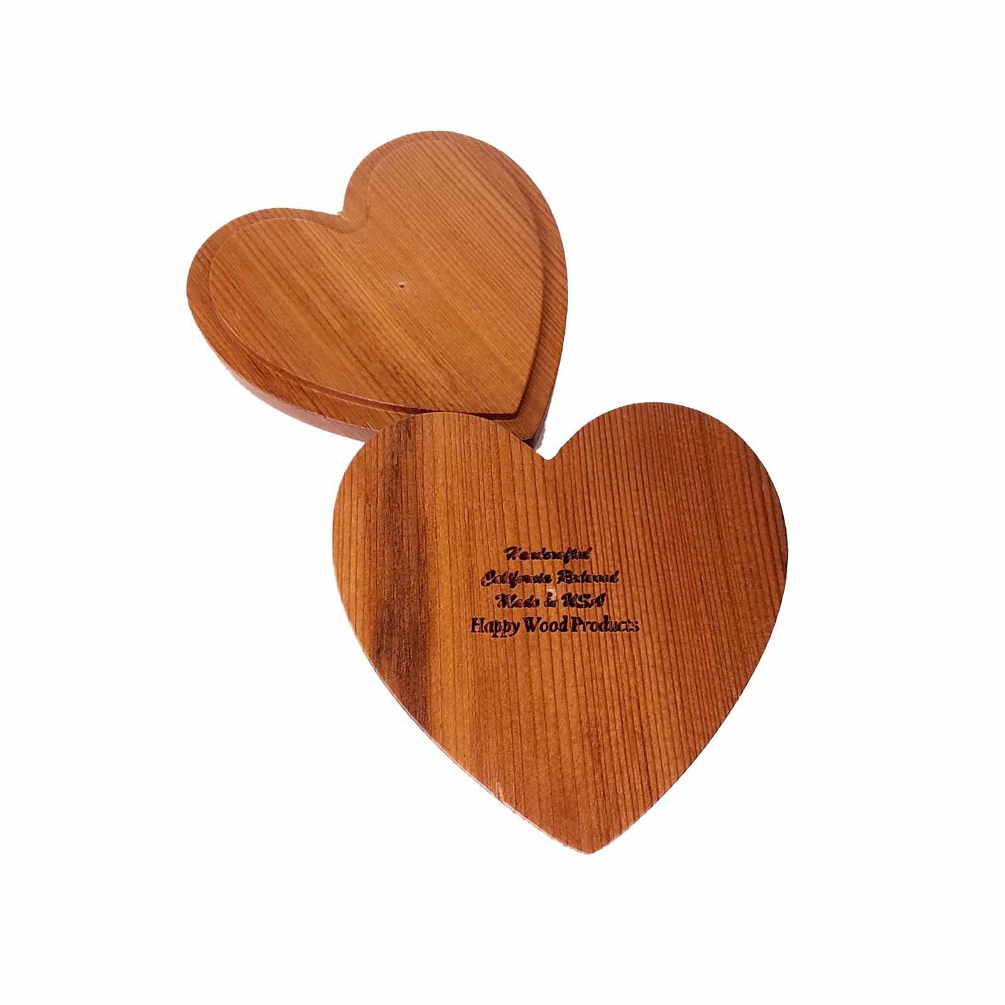 Wood Heart Box with California Redwood Jewelry Box - Ring Box - 3152ASST