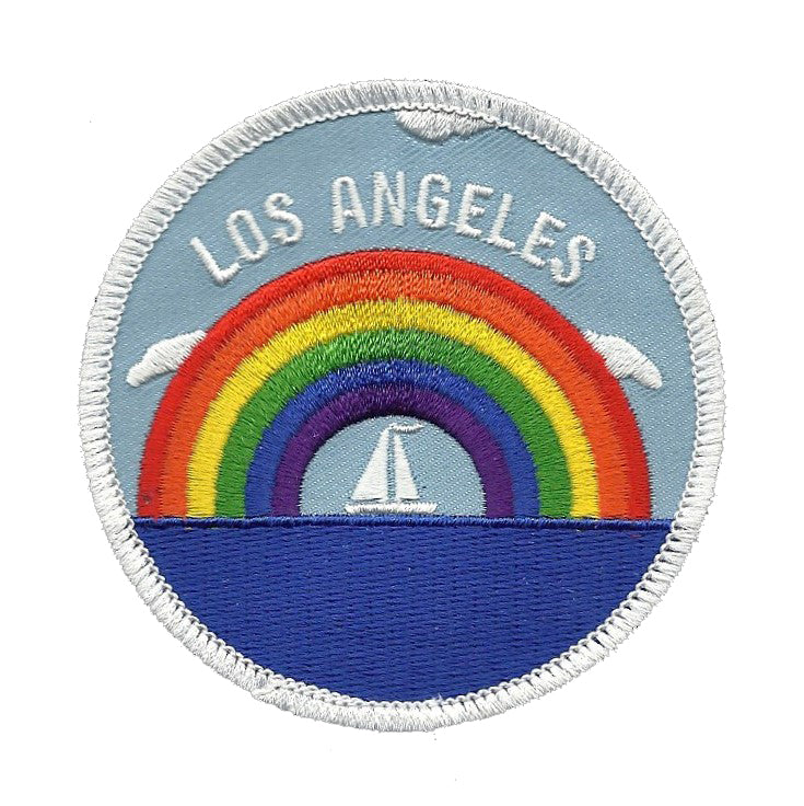 Los Angeles Patch - Rainbow and Sailboat - Iron On California Souvenir Badge Emblem