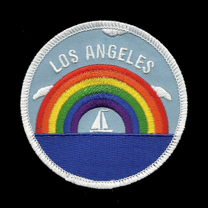 Los Angeles Patch - Rainbow and Sailboat - Iron On California Souvenir Badge Emblem