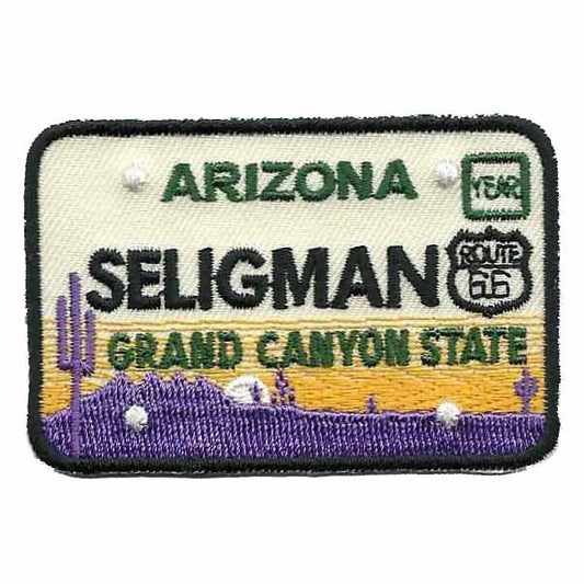 Seligman Arizona Patch – Iron On Grand Canyon State – License Plate Travel AZ Souvenir Badge Emblem 2.75"