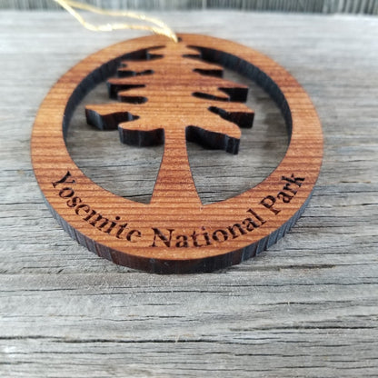 Yosemite Tree Ornament Wood - Oval Yosemite National Park Laser Cut Handmade Wood Ornament - Made in USA