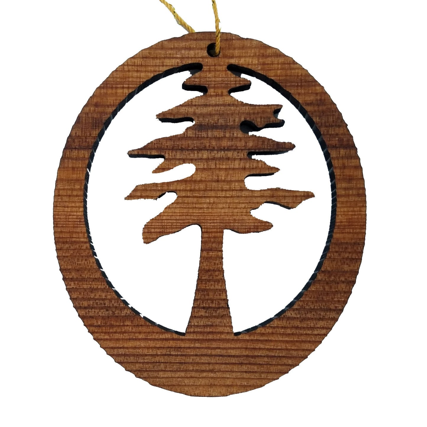 Yosemite Tree Ornament Wood - Oval Yosemite National Park Laser Cut Handmade Wood Ornament - Made in USA