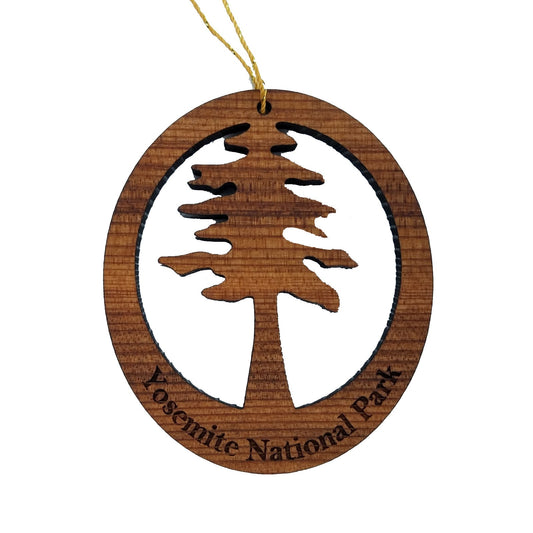 Yosemite Redwood Ornament Redwood Tree - Oval Yosemite National Park California Redwoods - Laser Cut Handmade Wood Ornament - Made in USA