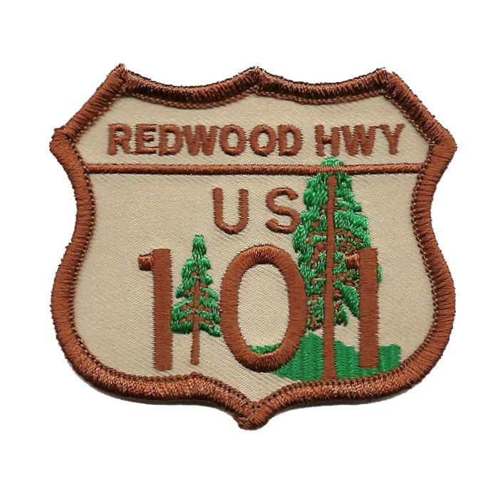 Redwood Hwy US 101 Sign Patch - Iron On California Souvenir Badge Emblem