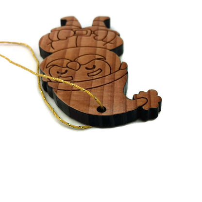 Santa Claus Christmas Ornament Wood Handmade 1058L