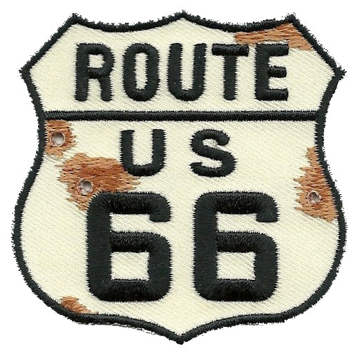 Route 66 Patch - Rusty Bullet Holes Sign Iron on Souvenir Badge Emblem