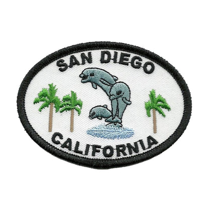 California Patch - San Diego Iron On Souvenir - Dolphins - Palm Trees Badge Emblem