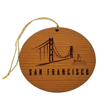 Wholesale San Francisco California - Golden Gate Bridge - Tugboat Christmas Ornament Wood Souvenir