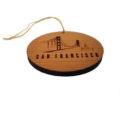 Wholesale San Francisco California - Golden Gate Bridge - Tugboat Christmas Ornament Wood Souvenir