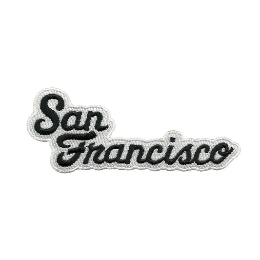 San Francisco Patch - Script Cursive Font - Black and White Iron on California Souvenir