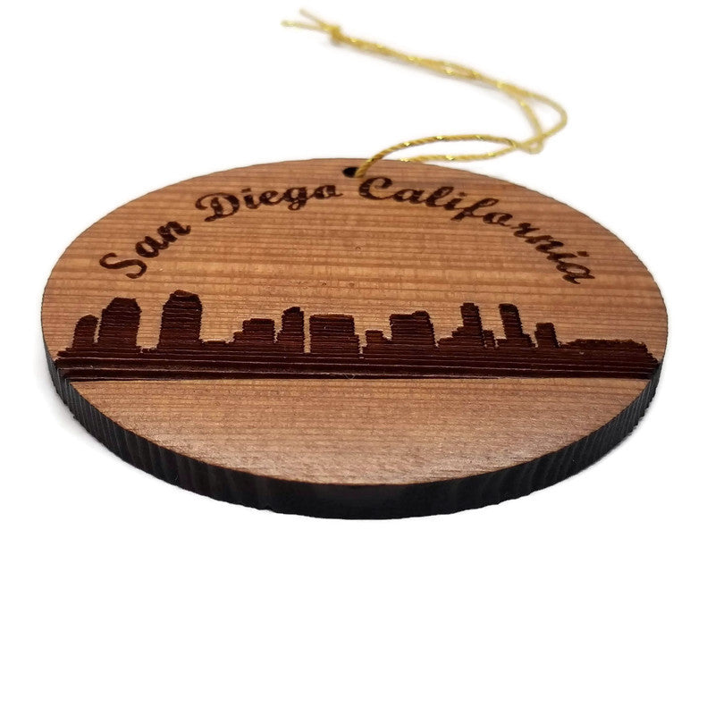 San Diego California Skyline Christmas Ornament California Laser Cut Handmade Wood Ornament Made in USA