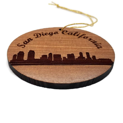 San Diego California Skyline Christmas Ornament California Laser Cut Handmade Wood Ornament Made in USA