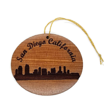 San Diego California Skyline Christmas Ornament California Laser Cut Handmade Wood Ornament Made in USA