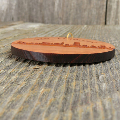 San Francisco Skyline Christmas Ornament Wood Souvenir Redwood Memento