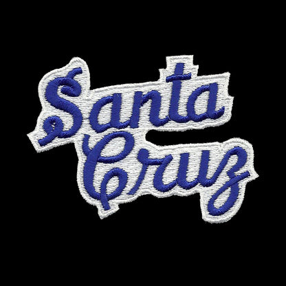 Santa Cruz Patch - Script Blue and White - Iron On California Souvenir Badge Emblem