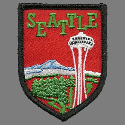 Seattle Patch - Iron On Space Needle - Mt Rainier Washington Souvenir Badge Emblem