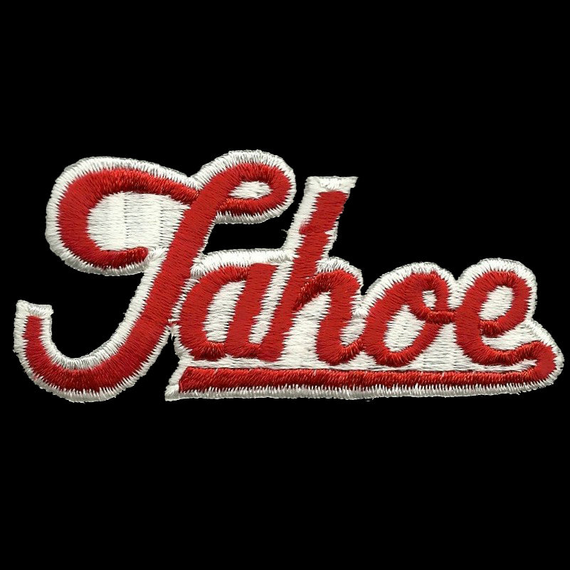 Tahoe Patch - Script Red and White - Iron on California Nevada Souvenir Travel Badge Emblem