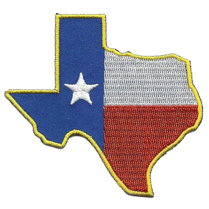 Texas Patch - TX Flag State Shape - Lonestar Iron On Souvenir Badge Emblem Applique