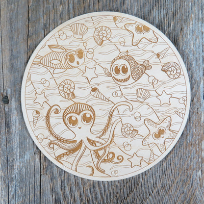 Color Your Own Wood Art - DIY - Wood - Coloring Project - Craft Supply - Adult Craft Project - Kids Crafts - Ocean Sea Life Relaxation Gift