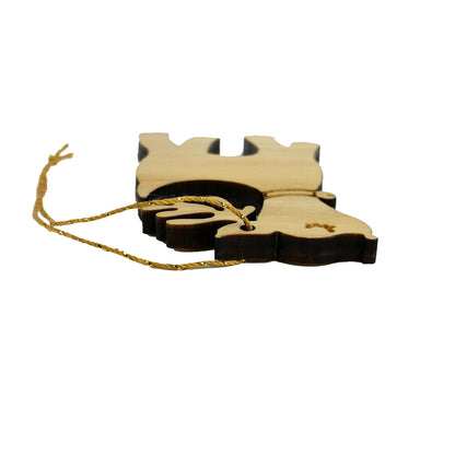 Wood Christmas Ornament Reindeer with Bell California Redwoods Laser Cut Handmade Wood Ornament Made in USA White Wood Christmas Home Decor