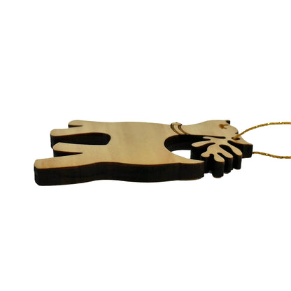 Wood Christmas Ornament Reindeer with Bell California Redwoods Laser Cut Handmade Wood Ornament Made in USA White Wood Christmas Home Decor