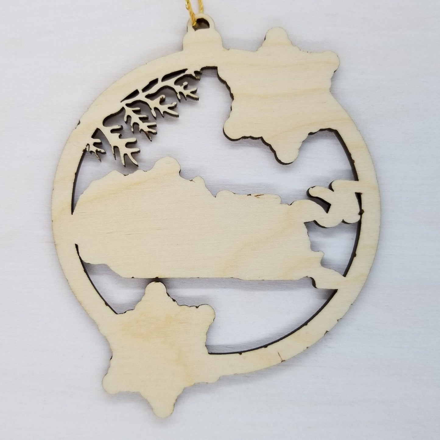 Wholesale Kentucky Wood Ornament -  KY State Shape with Snowflakes Cutout - Wood Souvenir